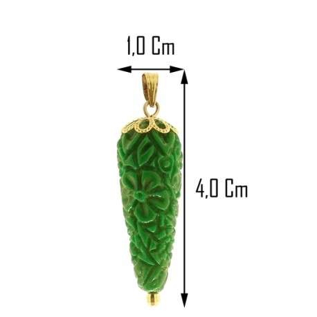 FOTO MISURE  COLLANA CORNETTO VERDE - Corno  Donna Oro Giallo 18 Kt Carati Ct 750 