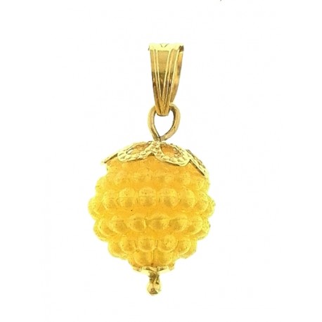 PENDENTE NESPOLINA GIALLA - Donna Ragazza Oro Giallo 18 Kt Carati Ct 750