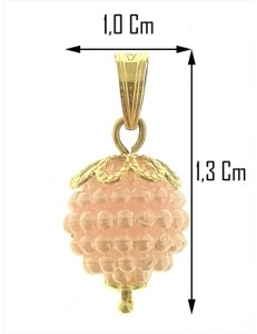 PENDENTE NESPOLINA ROSA - a Donna Ragazza Oro Giallo 18 Kt Carati Ct 750