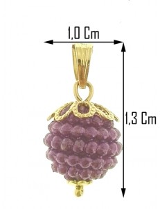 FOTO MISURE PENDENTE NESPOLINA VIOLA - Donna Oro Giallo 18 Kt Carati Ct 750