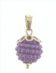 FOTO MISURE PENDENTE NESPOLINA VIOLA - Donna Oro Giallo 18 Kt Carati Ct 750