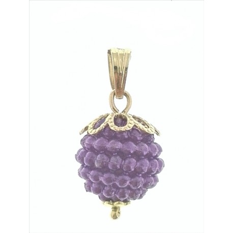 FOTO MISURE PENDENTE NESPOLINA VIOLA - Donna Oro Giallo 18 Kt Carati Ct 750