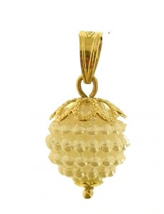 Ciondolo Pendente Nespolina Bianca Donna Oro Giallo 18 Kt Carati Ct 750 0,85 Gr