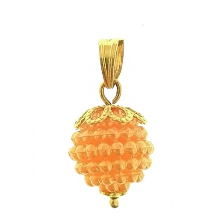 PENDENTE NESPOLINA ARANCIONE - Donna Oro Giallo 18 Kt Carati Ct 750