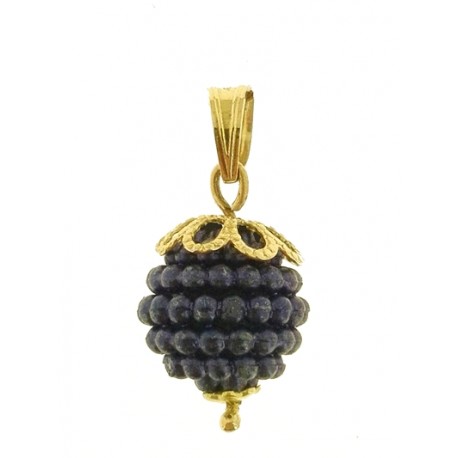FOTO MISURE PENDENTE NESPOLINA VIOLA SCURO - Donna Oro Giallo 18 Kt Carati Ct 750