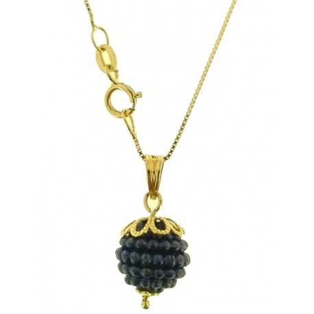 COLLANA NESPOLINA VIOLA SCURO - Donna Oro Giallo 18 kt Carati Ct 750