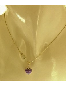 COLLANA NESPOLINA VIOLA SCURO - Donna Oro Giallo 18 kt Carati Ct 750