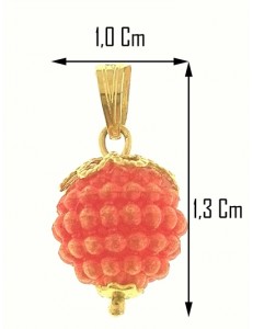 PENDENTE NESPOLINA ROSSA - Donna Oro Giallo 18 Kt Carati Ct 750