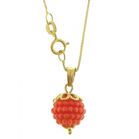 COLLANA NESPOLINA ROSSA - Donna Oro Giallo 18 kt Carati Ct 750