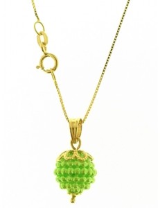 COLLANA NESPOLINE VERDE LIME - Donna Oro Giallo 18 kt Carati Ct 750