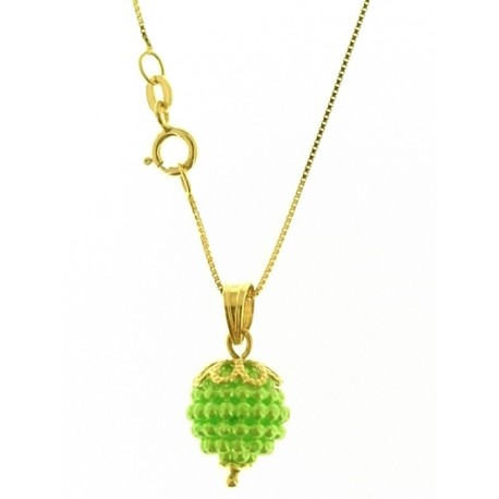 COLLANA NESPOLINE VERDE LIME - Donna Oro Giallo 18 kt Carati Ct 750