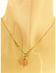 Collana Catena Cristallo Rosa Donna Oro Giallo 18 kt Carati Ct 750 2,4 Gr