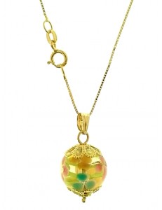 COLLANA VETRO DI MURANO FIORI - Donna Oro Giallo 18 Kt Carati Ct 750