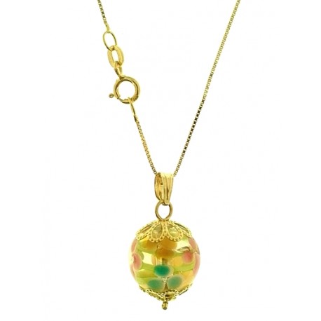 COLLANA VETRO DI MURANO FIORI - Donna Oro Giallo 18 Kt Carati Ct 750
