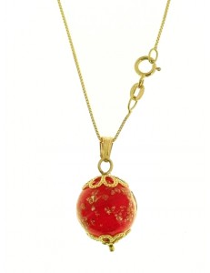 COLLANA VETRO DI MURANO ROSSO - Donna Oro Giallo 18 kt Carati Ct 750