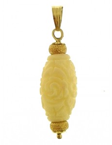 PENDENTE PASTA DI CORALLO BIANCO - Donna Oro Giallo 18 Kt Carati Ct 750