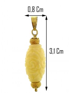 PENDENTE PASTA DI CORALLO BIANCO - Donna Oro Giallo 18 Kt Carati Ct 750