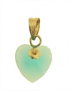 PENDENTE CUORE AZZURRO - 8 colori oro Giallo Donna 18 Kt Carati Ct 750 0,7Gr