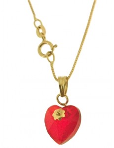 COLLANA CUORE ROSSO - Giallo Donna 18 Kt Carati Ct 750