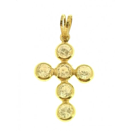 PENDENTE CROCE -  Donna Oro Giallo 18 Kt Carati Ct 750 