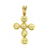 Ciondolo Pendente Donna Oro Giallo 18 Kt Carati Ct 750 1,25 Gr Croce