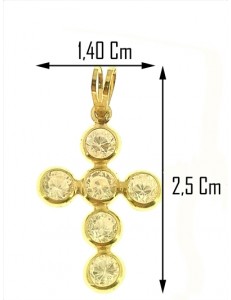 PENDENTE CROCE -  Donna Oro Giallo 18 Kt Carati Ct 750 