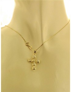 COLLANA CROCE - Donna Oro Giallo 18 Kt Carati Ct 750