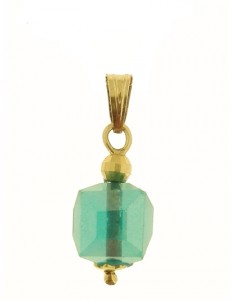 PENDENTE CUBO AZZURRO  - 8 colori oro Giallo Donna 18 Kt Carati Ct 750 1,0Gr