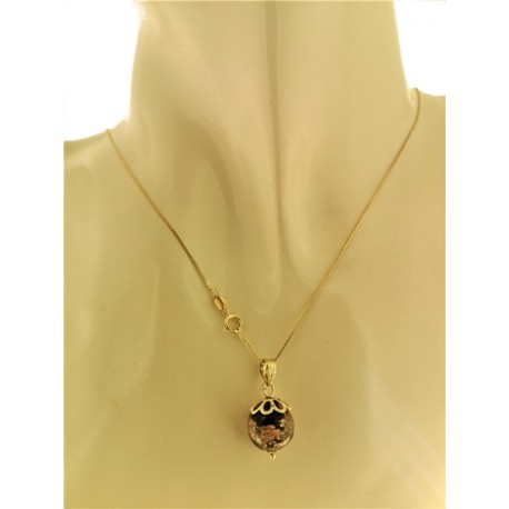 FOTO BUSTO COLLANA SFERA NERA 1,2 CM -  Donna Oro Giallo 18 kt Carati Ct 750 