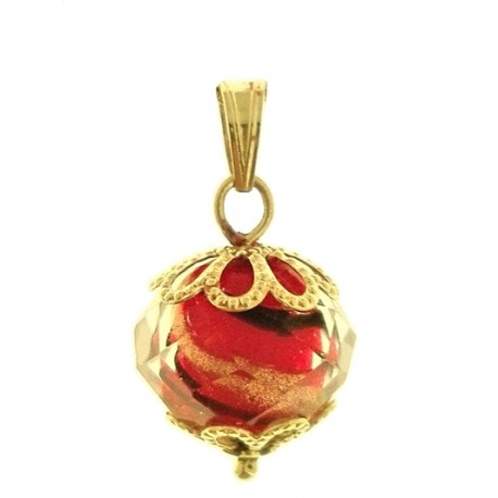 PENDENTE CRISTALLO ROSSO SFACCETTATO - 8 colori oro Giallo Donna 18 Kt Carati Ct 750 1,95 Gr