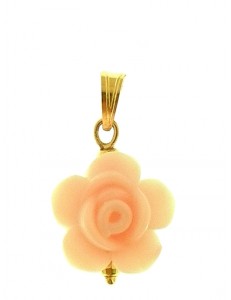 PENDENTE FIORE ROSA CHIARO - 7 colori oro Giallo Donna 18 Kt Carati Ct 750