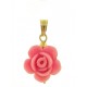 PENDENTE FIORE ROSA SCURO - 7 colori oro Giallo Donna 18 Kt Carati Ct 750