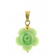 PENDENTE FIORE VERDE PASTELLO - 7 colori oro Giallo Donna 18 Kt Carati Ct 750