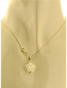 COLLANA FIORE ROSA SCURO - Donna Oro Giallo 18 Kt Carati Ct 750