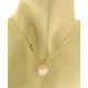 COLLANA FIORE ROSA CHIARO- Donna Oro Giallo 18 Kt Carati Ct 750