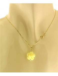 COLLANA FIORE ROSA SCURO - Donna Oro Giallo 18 Kt Carati Ct 750