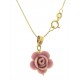 COLLANA FIORE ROSA SCURO - Donna Oro Giallo 18 Kt Carati Ct 750