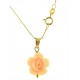 COLLANA FIORE ROSA SCURO - Donna Oro Giallo 18 Kt Carati Ct 750