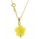 COLLANA FIORE ROSA SCURO - Donna Oro Giallo 18 Kt Carati Ct 750