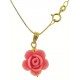 COLLANA FIORE ROSA SCURO - Donna Oro Giallo 18 Kt Carati Ct 750