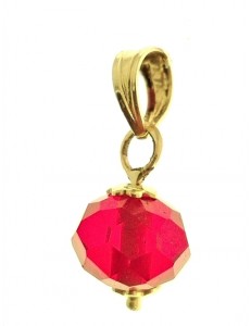 PENDENTE SOLITARIO ROSSO - 7 colori oro Giallo Donna 18 Kt Carati Ct 750 