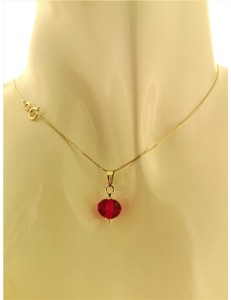 COLLANA SOLITARIO ROSSO - 7 Colori oro Giallo Donna 18 Kt Carati 750