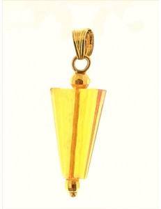 PENDENTE CONO AZZURRO - Tre colori oro Giallo Donna 18 Kt Carati Ct 750