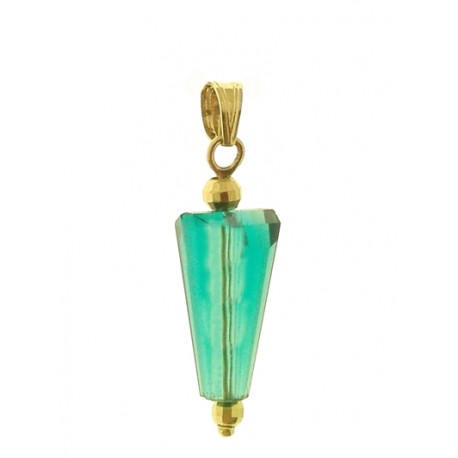 PENDENTE CONO AZZURRO - Tre colori oro Giallo Donna 18 Kt Carati Ct 750