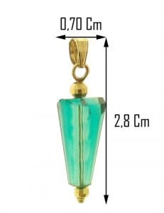 PENDENTE CONO AZZURRO - Tre colori oro Giallo Donna 18 Kt Carati Ct 750