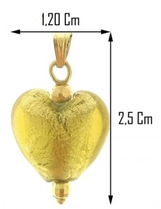 PENDENTE CUORE CRISTALLO - Oro Giallo 18 Kt Carati Ct 750 