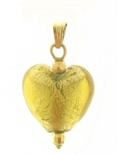 PENDENTE CUORE CRISTALLO - Oro Giallo 18 Kt Carati Ct 750 