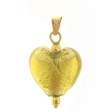 PENDENTE CUORE CRISTALLO - Oro Giallo 18 Kt Carati Ct 750 