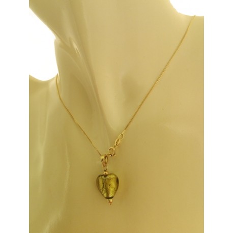 Ciondolo cuore oro giallo e bianco 18 kt