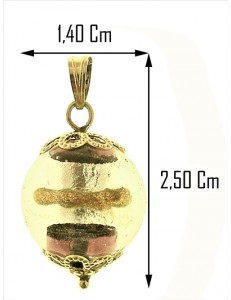 PENDENTE SFERA 1,40 CM - Donna Ragazza Oro Giallo 18 Kt Carati Ct 750 4,0 Gr